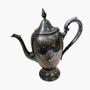 Vintage Gorham Silver-Plated 3-Pint Coffee Pot With Ornate Pinecone Finial